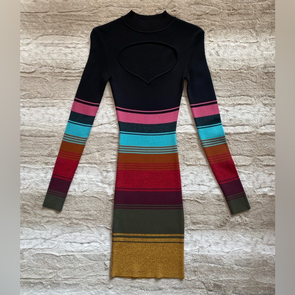 NWOT💕STAUD Clara Stripe Cutout Ribbed Long Sleeve Sweater Dress Size XS - Picture 6 of 14